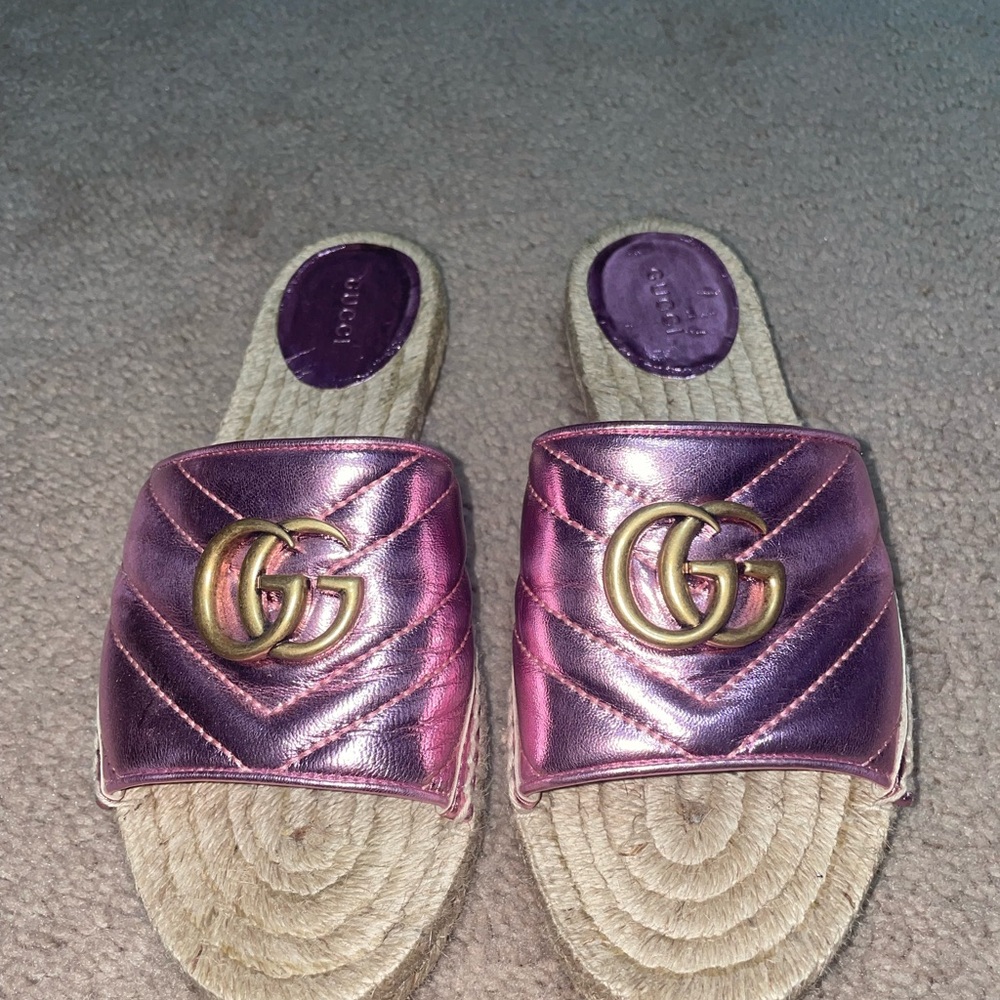Metallic Pink Gucci Espadrilles